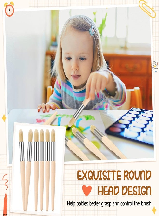 Sinload 6 Pcs Watercolor Paint Brushes for Toddler Kid Baby Jumbo Brushes with Chubby Wood Handles Easy to Grip Round Non Toxic Vegan Bristles for Preschool Painting Art Craft - Image 5